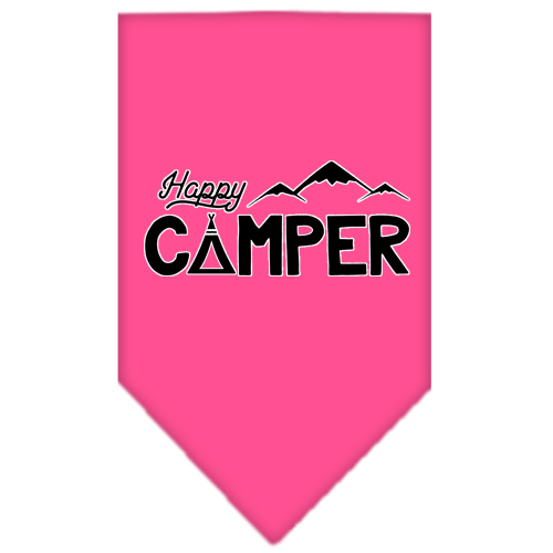 Happy Camper Screen Print Bandana Bright Pink Small